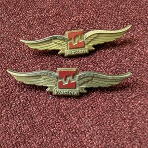 Vintage Western Winged Logo Pins in Gold & Red